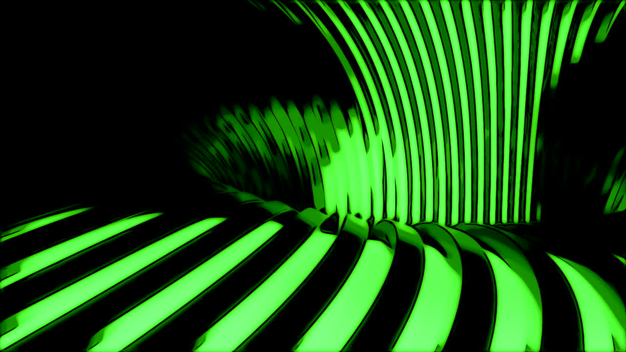 Abstract Green and Black Striped 3D Design