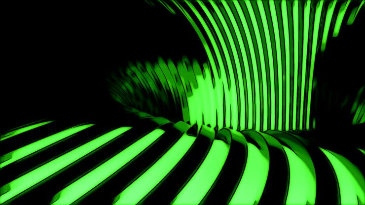 Abstract Green and Black Striped 3D Design