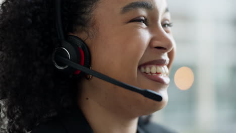 call center, woman face and laugh with consulting