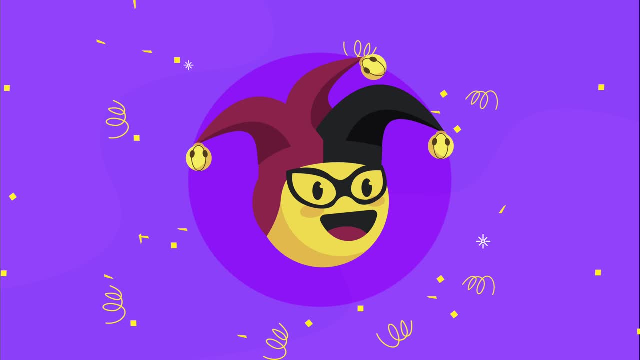 animación del día de los tontos de abril con emoji de bufón
