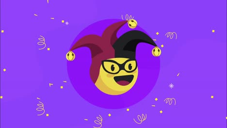 animación del día de los tontos de abril con emoji de bufón