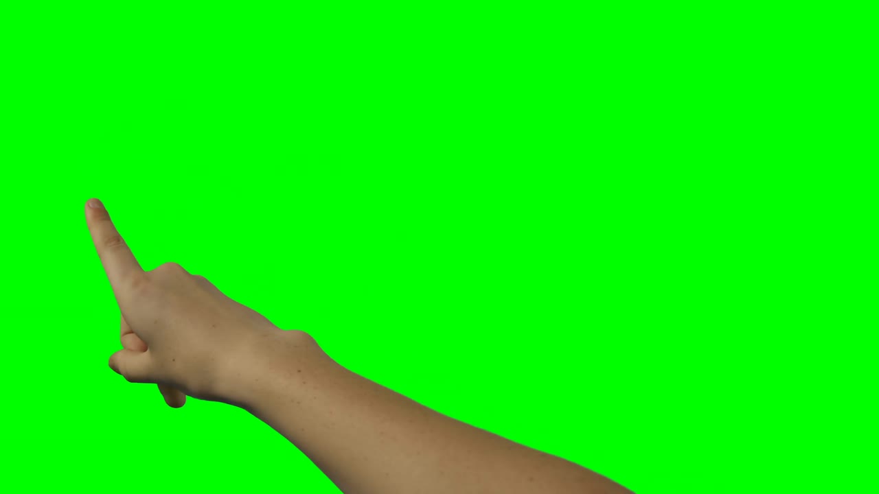 persona haciendo un gesto de la mano contra el fondo de la pantalla verde