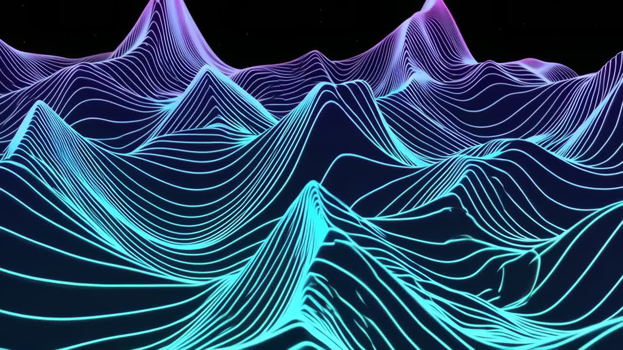 Abstract Glowing Neon Mountains