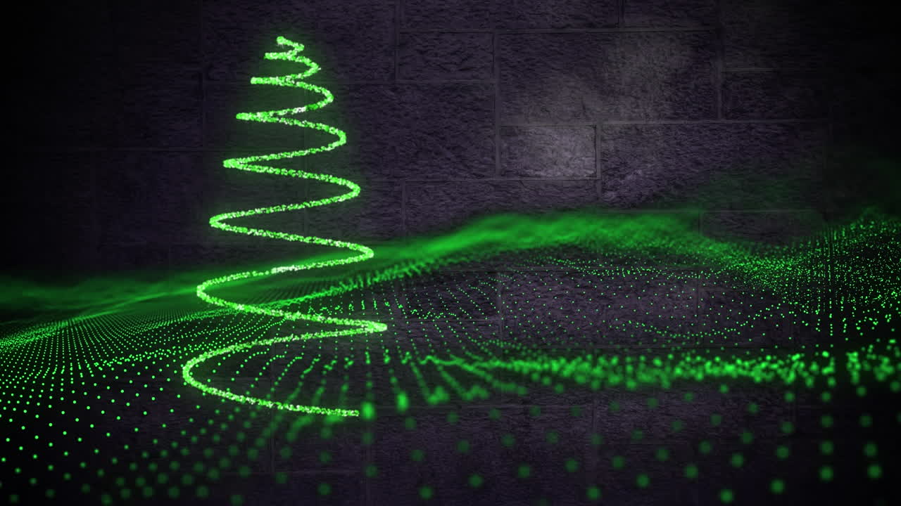 Animation of christmas neon decoration over black backgroun
