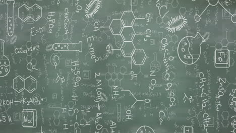 animación de dibujos y fórmulas matemáticas y científicas en pizarra