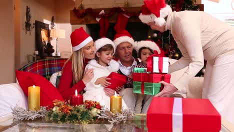 three generation family celebrating christmas