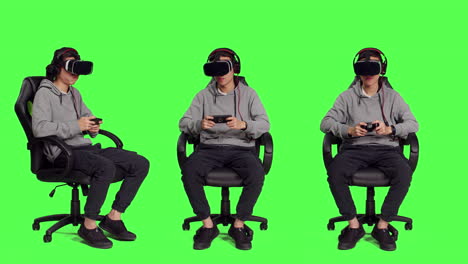 player enjoys mobile games with vr