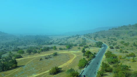 Aerial-view-sctty-Driving-on-Road