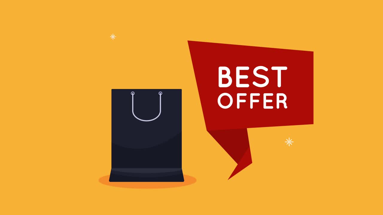 mejor oferta de animación de cartel de venta con bolsa de compras