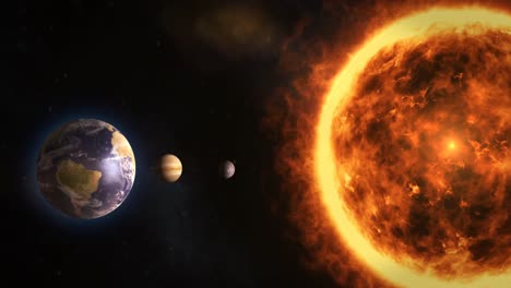 sistema solar con sol y planetas