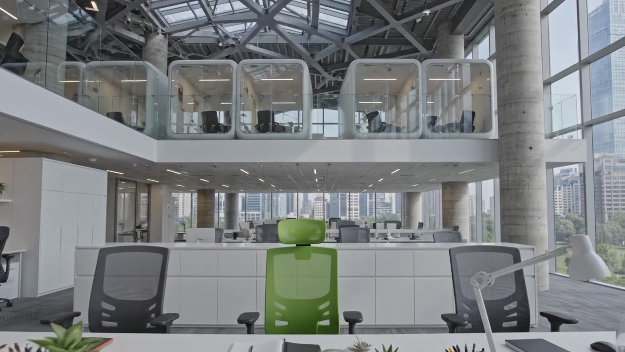 Spacious office atrium with modern architecture