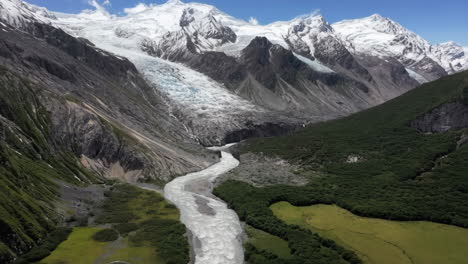 glacial river winding through a mountain valley