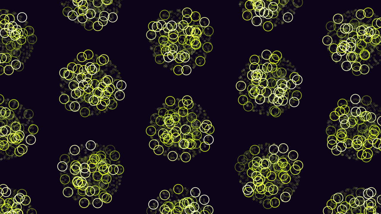 patrón de anillos futuristas con colores del arco iris en degradado negro.