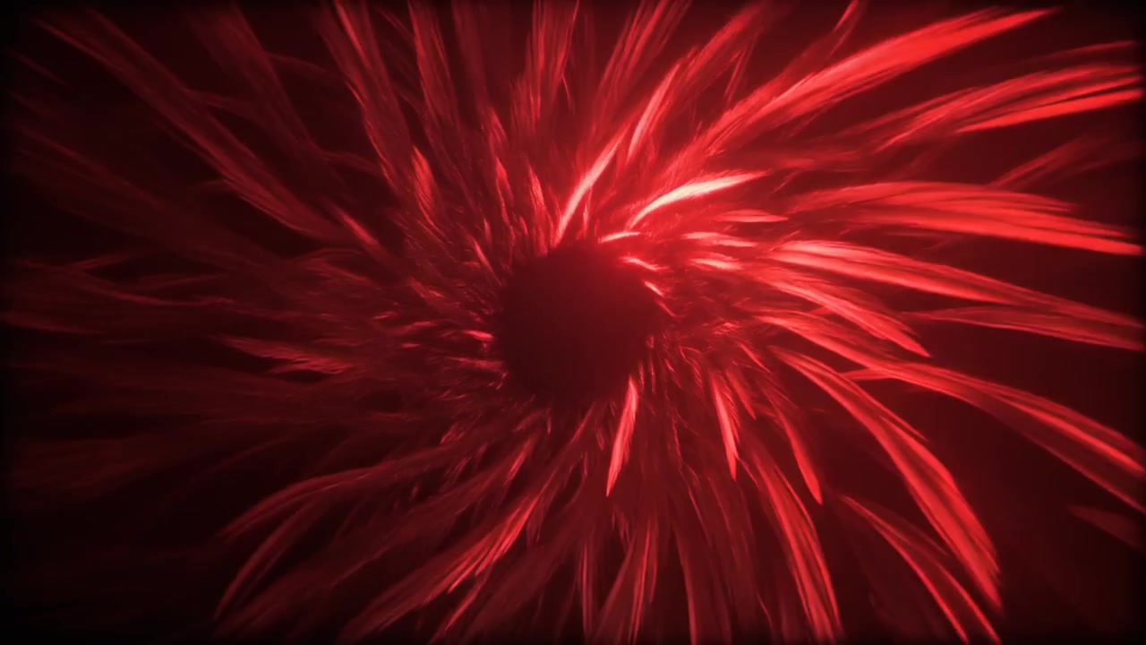 Abstract Red Light Tunnel with Swirling Energy Particles