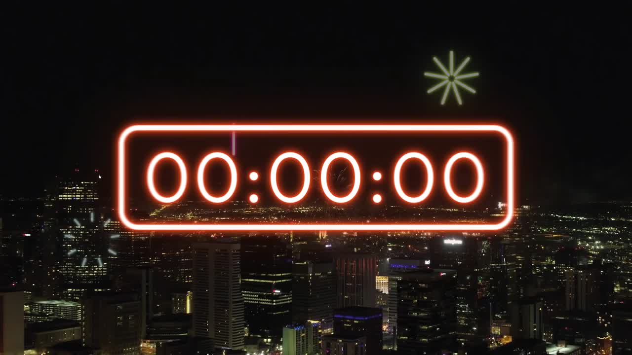 Neon Number Countdown Timer