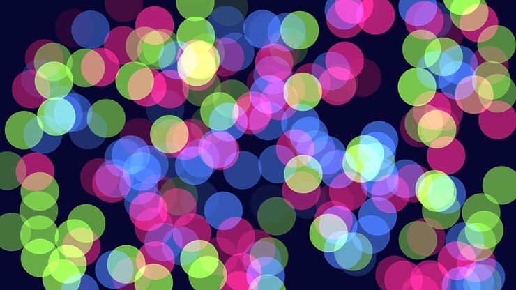 Motivo simmetrico di cerchi colorati di diverse dimensioni e colori