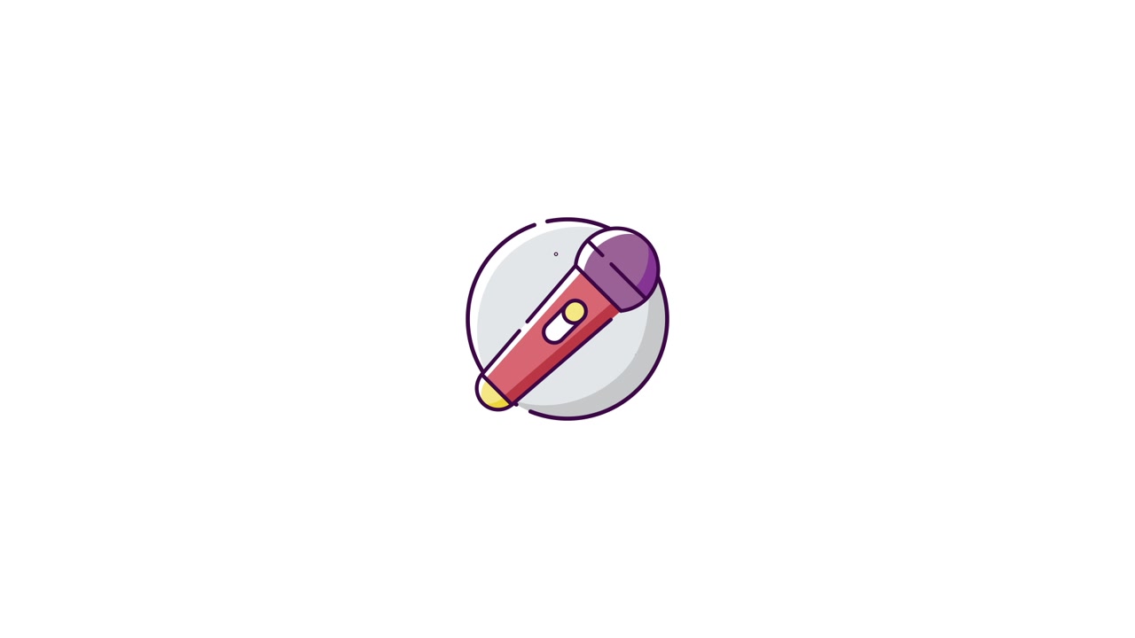 Animated Microphone Icon with Blinking On/Off Button