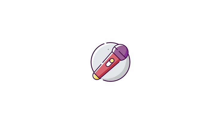 Animated Microphone Icon with Blinking On/Off Button
