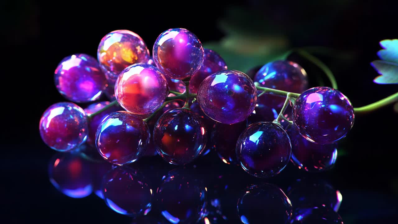 Vibrant Purple and Red Glowing Grapes