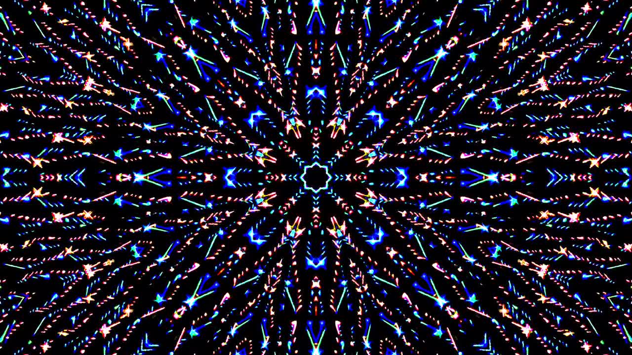 luz abstracta brillante que gobierna el color completo, caleidoscopio, fondo negro