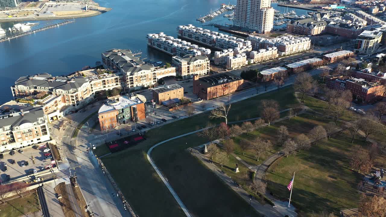 Aerial View of Cityscape with Buildings and Park
