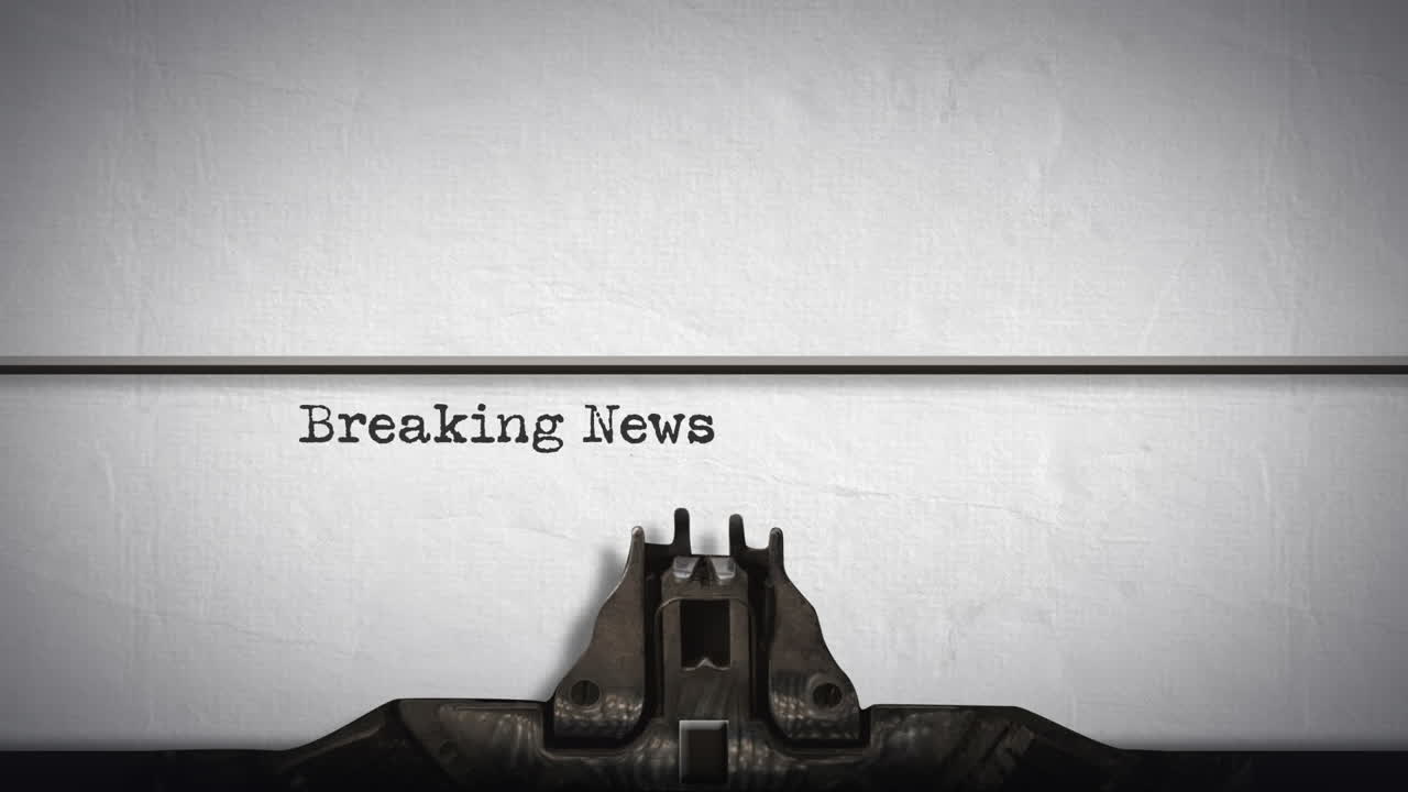 Animation words Breaking News written by a typewriter