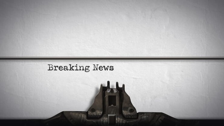 Animation words Breaking News written by a typewriter