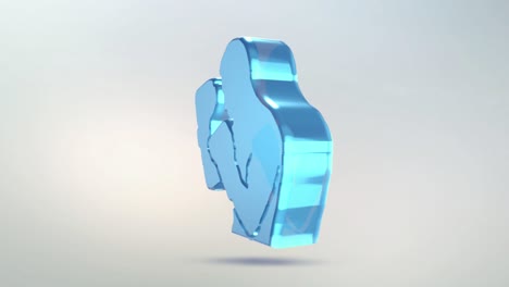 el icono de boxeo está hecho de vidrio. icono de boxeo giratorio transparente con canal alfa de color azul verde. símbolo de bucle sin costuras figura 3d