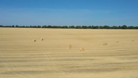 round bales at the field aerial view