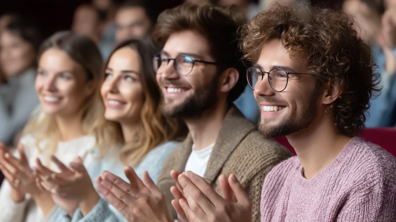 A Group of Engaged and Joyful Individuals Applauding Enthusiastically, Showcasing Delight and Connection in a Shared Moment of Celebration