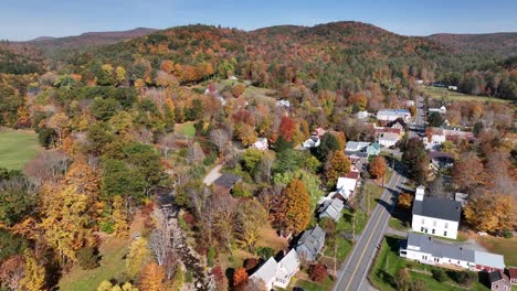 new england autumn aerial push in over reading vermont