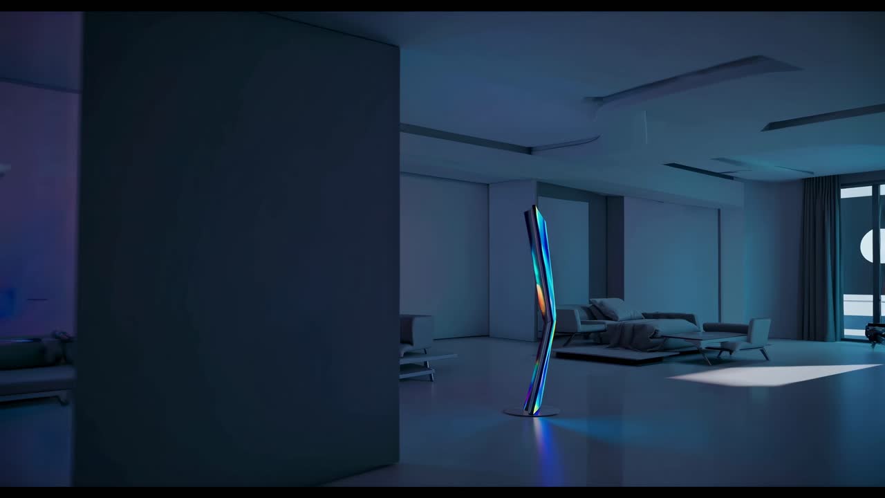 tv verticale moderna in un elegante interno contemporaneo