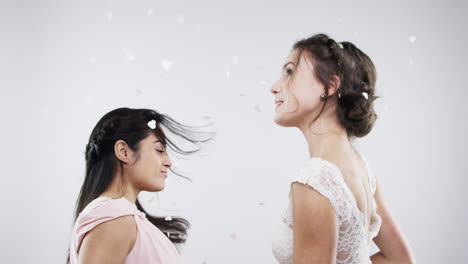 beautiful bridesmaid confetti shower slow motion wedding photo booth series