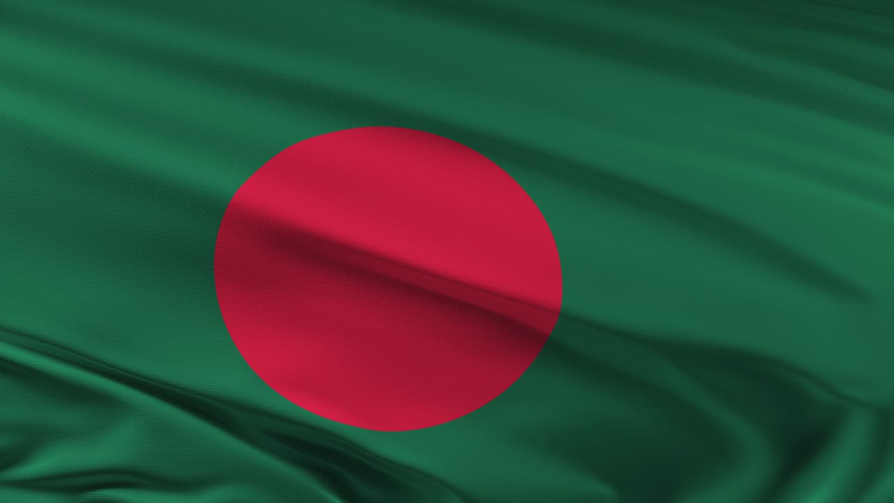 Bangladesh flag waving on wind seamles loop 3d animation. 4k resolution ...