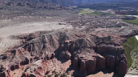 scenic rock formation in cafayate, salta, argentina, calchaqui valley, aerial view above magnificent geography, mountain range natural reserve, travel and tourism south america