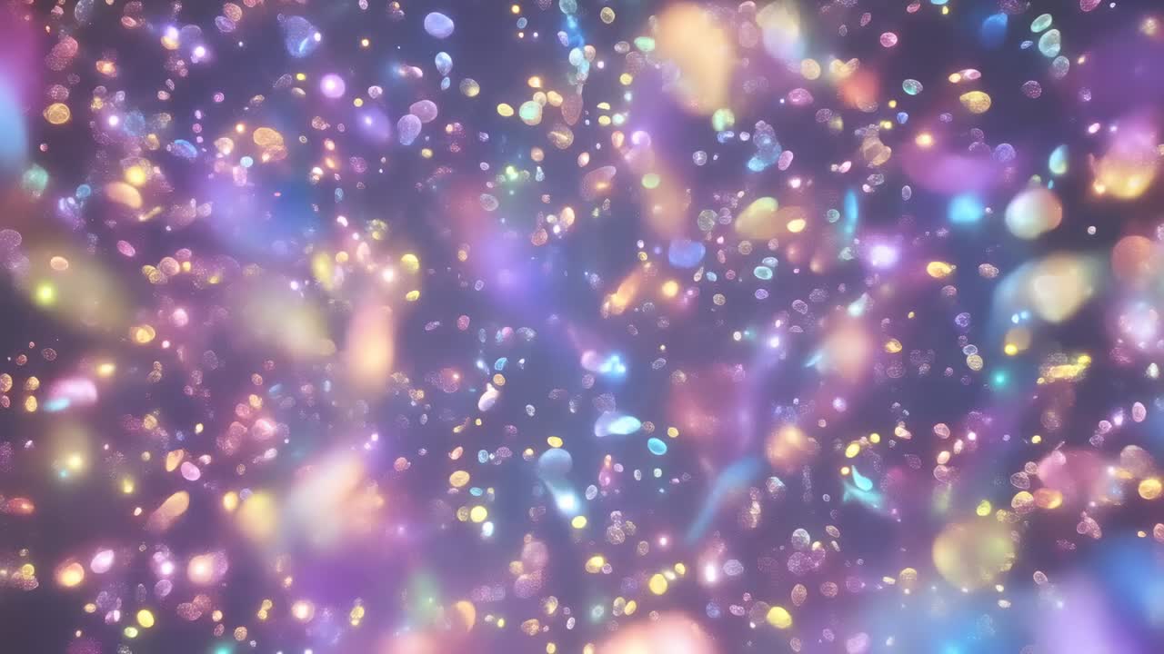 Lebendiges Bokeh-Feld, das in einem violetten Farbverlauf driftet, mit pulsierenden, verschwommenen Blobs, die einen Schein erzeugen
