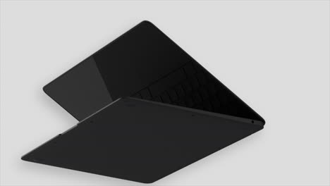 black laptop open