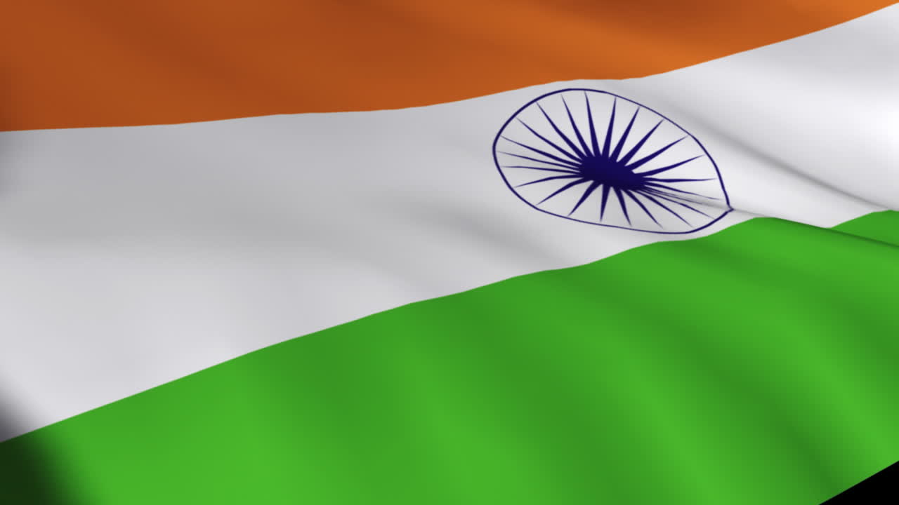 Bandeira indiana tremulando ao vento