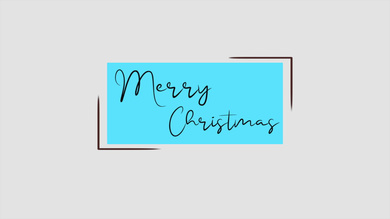 하 ⁇  배경 에 파란색 프레임 에 있는 현대적 인 메리 크리스마스 텍스트