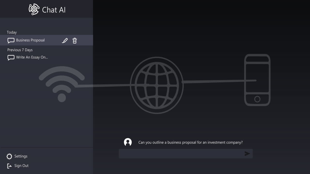 logotipo de chat y texto de conversación a través de la red de wi-fi, globo y iconos de teléfono inteligente
