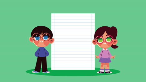 niños pequeños personajes de pareja animación