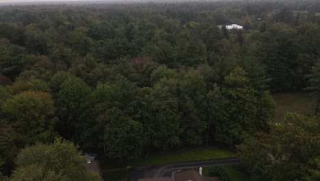 Vuelo-Aéreo-De-Drones-Cerca-De-Las-Copas-De-Los-árboles-Sobre-Muskegon