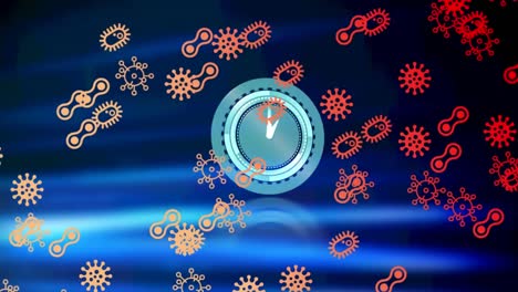 Animation-of-covid-19-cells-over-clock