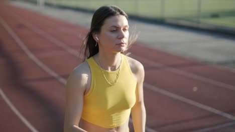 woman running on a track