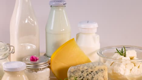 assorted dairy products on a white background