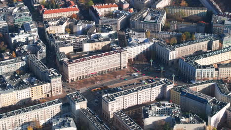 tight aerial shot of constitution square warsaw