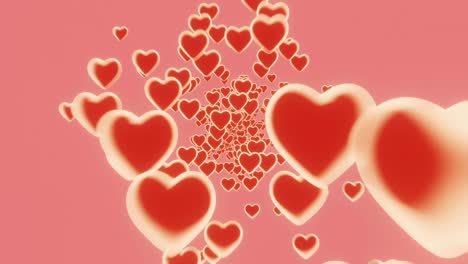 3d corazón de bucle infinito volando en fondo rosa. símbolos de amor para mujeres felices, madre, día de san valentín, diseño de saludos de cumpleaños.