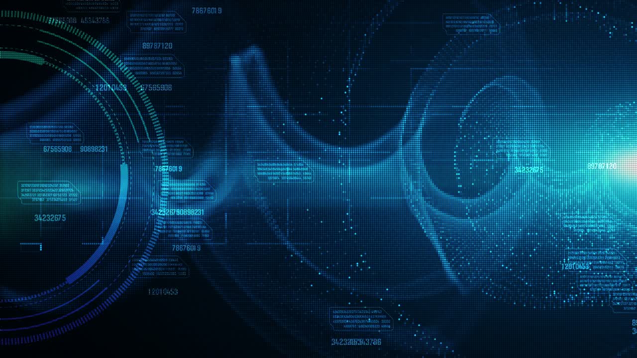 hi-tech hud en gegevens met blauwe kleur digitale deeltjes stroom toekomstige beweging achtergrond concept