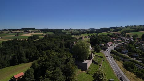 oron municipality switzerland swiss heritage medieval town aerial drone