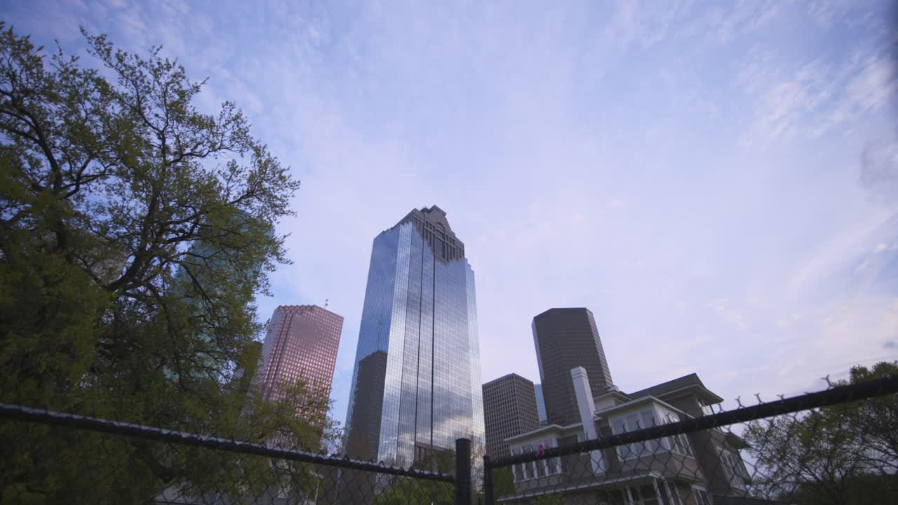 Scenic View of Houston Skyline from Sam Houston Park – 4K Footage